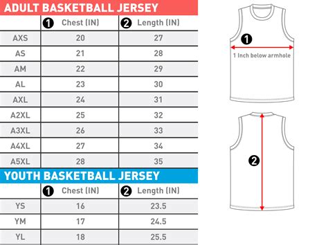 basketball jersey youth size chart